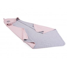 Летнее одеяло с капюшоном Cottonmoose KSK 415/113/49 powder pink cotton jersey melange cotton jersey (розовая пудра с серым меланж)