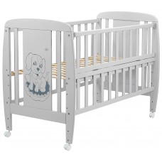 Кровать Babyroom Собачка откидной бок, колеса DSO-01  бук серый