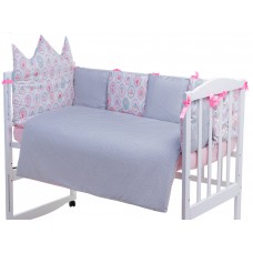 Детская постель Babyroom Classic Bortiki-01 (6 элементов)  розовый-белый-серый (кексы)